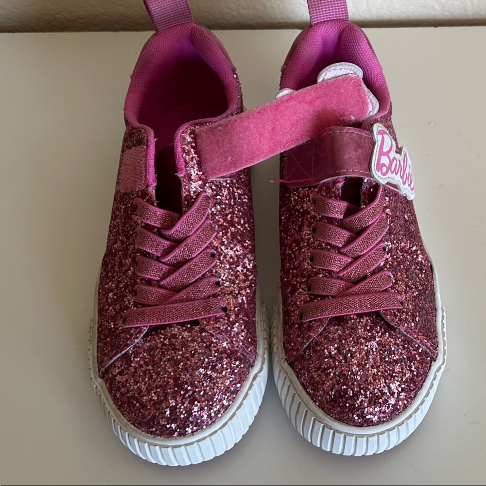 H&M Barbie Sparkling Pink Sneakers Size 13.5 Hook and Loop Closure - Picture 7 of 14